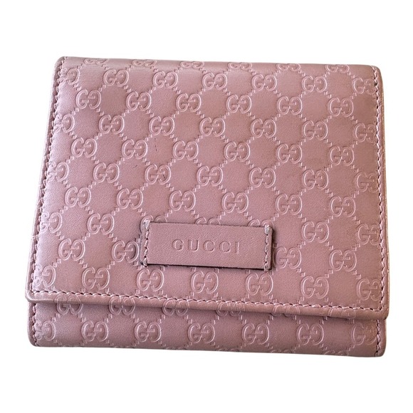Gucci Pink GG Guccissima Leather Tri Fold Wallet Certificate of Authenticity - Picture 4 of 14